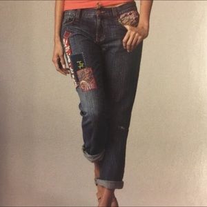 Cabi Patchwork capri jeans